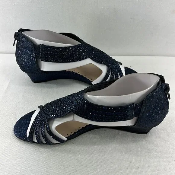 Charter Club Ginifur 2P Navy Wedge Sandals Various Sizes - Picture 6 of 9